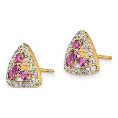 14K Yellow Gold 3/8 ct tw 2.5mm Round Lab-Grown Diamond Triangle Stud Earrings – view 3