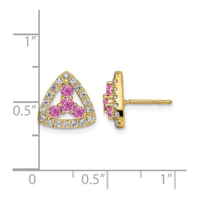 14K Yellow Gold 3/8 ct tw 2.5mm Round Lab-Grown Diamond Triangle Stud Earrings – view 5