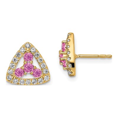 14K Yellow Gold 3/8 ct tw 2.5mm Round Lab-Grown Diamond Triangle Stud Earrings