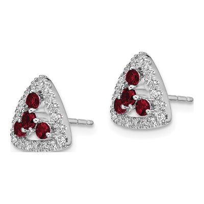 14K White Gold Lab-Grown Diamond & Lab-Created Ruby Earrings – view 3