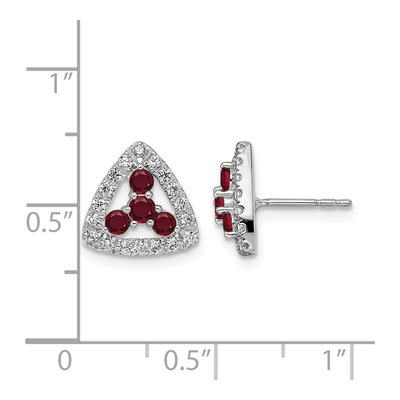 14K White Gold Lab-Grown Diamond & Lab-Created Ruby Earrings – view 5