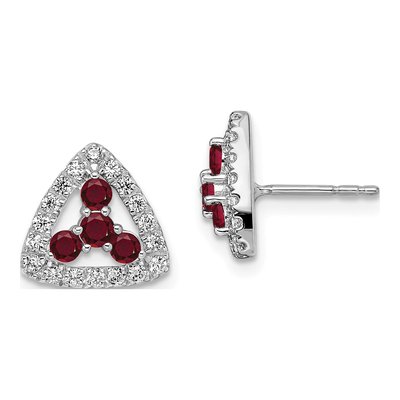 14K White Gold Lab-Grown Diamond & Lab-Created Ruby Earrings