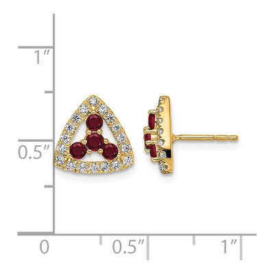 14K Gold Lab-Grown Diamond & Lab-Created Ruby Triangle Earrings – view 5