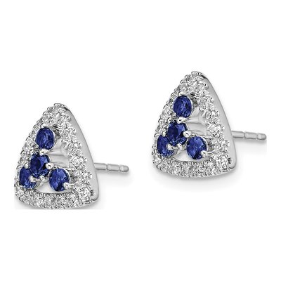 14K White Gold Lab-Grown Diamond & Lab-Created Sapphire Triangle Earrings – view 3