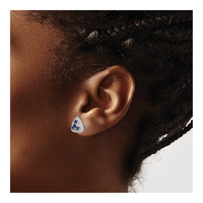 14K White Gold Lab-Grown Diamond & Lab-Created Sapphire Triangle Earrings – view 4