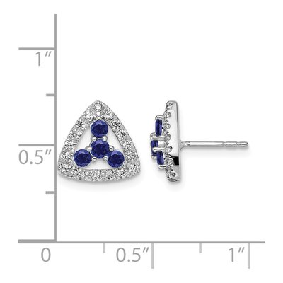 14K White Gold Lab-Grown Diamond & Lab-Created Sapphire Triangle Earrings – view 5