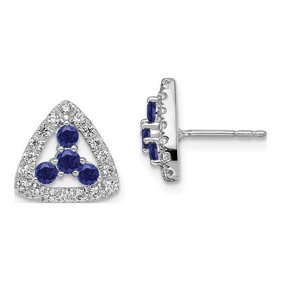 14K White Gold Lab-Grown Diamond & Lab-Created Sapphire Triangle Earrings