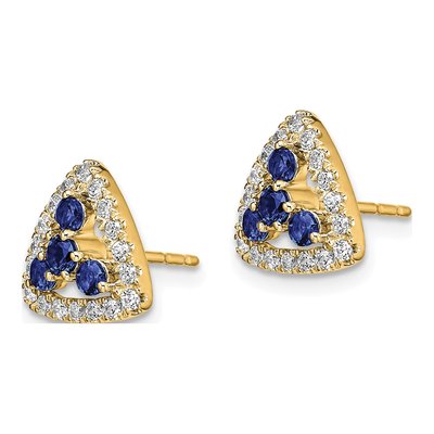 14K Yellow Gold Lab-Grown Diamond & Lab-Created Sapphire Earrings – view 3