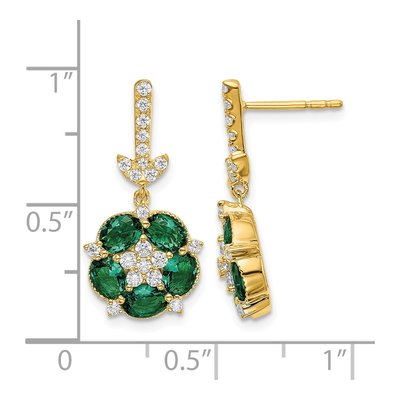 14K Yellow Gold 3/8 ct tw Lab-Created Emerald & Lab-Grown Diamond Dangle Earrings – view 4
