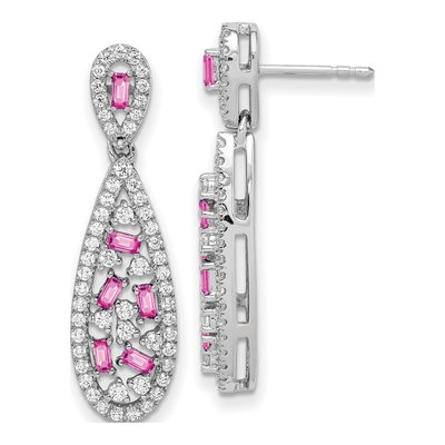 14K White Gold 1 ct tw Lab-Grown Diamond Dangle Earrings
