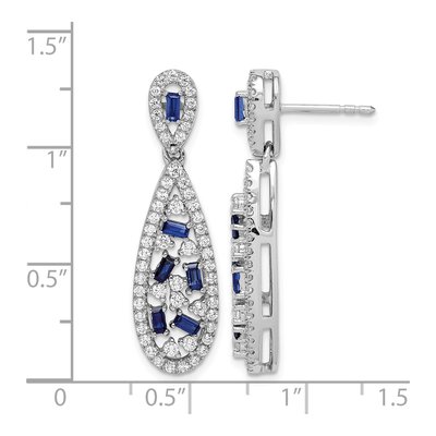 14K White Gold 1 ct tw Lab-Created Sapphire & Lab-Grown Diamond Dia Dangle Earrings – view 4