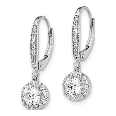 14K White Gold 1 ct tw Lab-Grown Diamond Halo Leverback Earrings – view 2