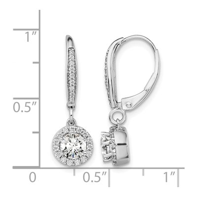 14K White Gold 1 ct tw Lab-Grown Diamond Halo Leverback Earrings – view 4