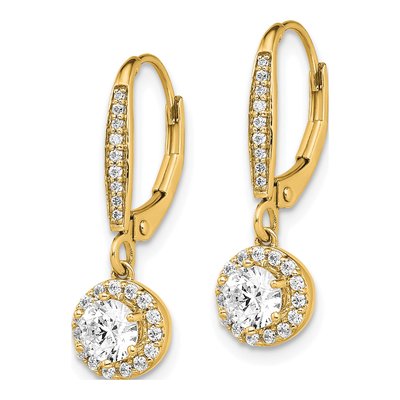 14K Yellow Gold 1 ct tw Lab-Grown Diamond Halo Leverback Earrings – view 2