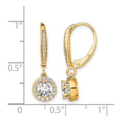 14K Yellow Gold 1 ct tw Lab-Grown Diamond Halo Leverback Earrings – view 4