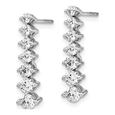 14K White Gold 1 1/2 ct tw Lab-Grown Diamond Graduating Dangle Earrings – view 3
