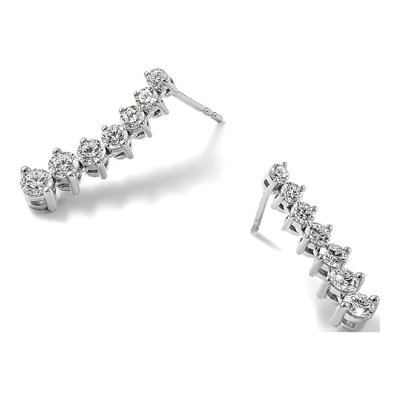 14K White Gold 1 1/2 ct tw Lab-Grown Diamond Graduating Dangle Earrings – view 5