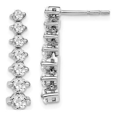 14K White Gold 1 1/2 ct tw Lab-Grown Diamond Graduating Dangle Earrings