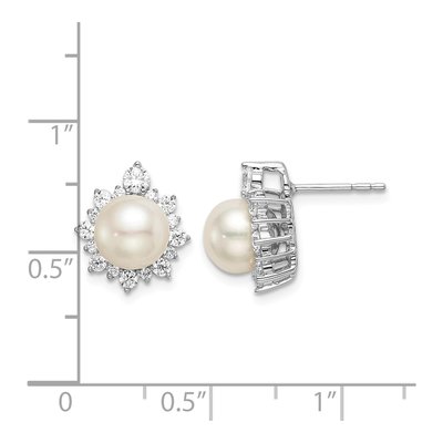 14K White Gold 5/8 ct tw 7mm Round Pearl & Lab-Grown Diamond Stud Earrings – view 5