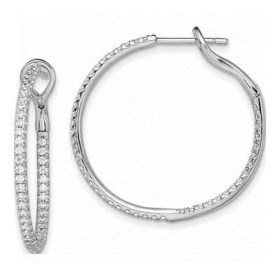 14K White Gold 3/4 ct tw 29mm Lab-Grown Diamond Inside-Out Hoop Earrings