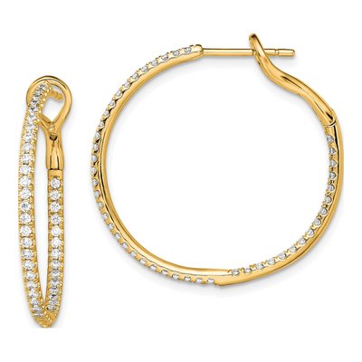 14K Yellow Gold 3/4 ct tw 29mm Lab-Grown Diamond Inside-Out Hoop Earrings