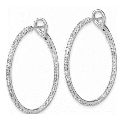 14K White Gold 1 ct tw 41mm Lab-Grown Diamond Inside-Out Hoop Earrings – view 3