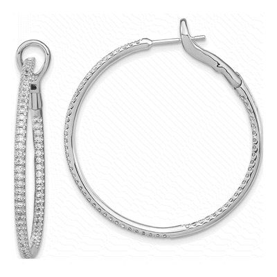 14K White Gold 1 ct tw 41mm Lab-Grown Diamond Inside-Out Hoop Earrings