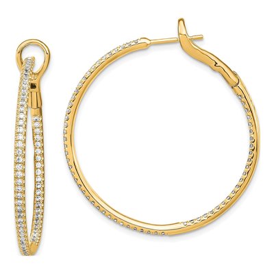 14K Yellow Gold 1 ct tw 41mm Lab-Grown Diamond Inside-Out Hoop Earrings