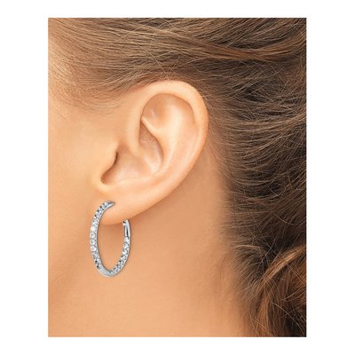 14K White Gold 2 ct tw 31mm Lab-Grown Diamond Hoop Earrings – view 4