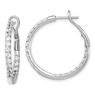 14K White Gold 2 ct tw 31mm Lab-Grown Diamond Hoop Earrings