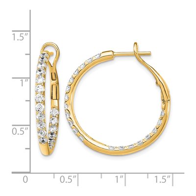 14K Yellow Gold 2 ct tw 31mm Lab-Grown Diamond In-And-Out Hoop Earrings – view 4