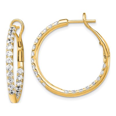 14K Yellow Gold 2 ct tw 31mm Lab-Grown Diamond In-And-Out Hoop Earrings
