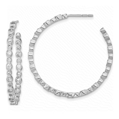 14K White Gold 1 1/2 ct tw 35mm Lab-Grown Diamond Hoop Earrings