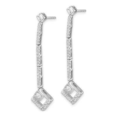 14K White Gold 1/2 ct tw Lab-Grown Diamond Dangle Earrings – view 2