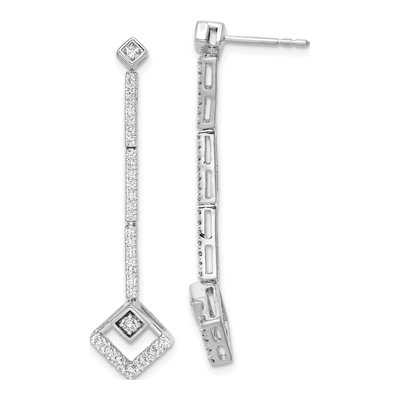 14K White Gold 1/2 ct tw Lab-Grown Diamond Dangle Earrings