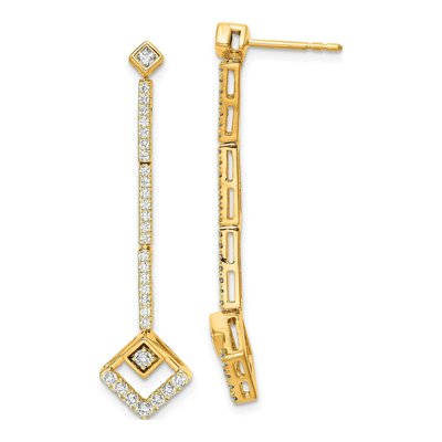 14K Yellow Gold 1/2 ct tw Lab-Grown Diamond Dangle Earrings
