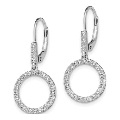 14K White Gold 1/2 ct tw Lab-Grown Diamond Circle Leverback Earrings – view 2