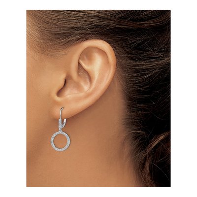 14K White Gold 1/2 ct tw Lab-Grown Diamond Circle Leverback Earrings – view 3