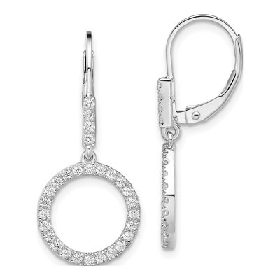 14K White Gold 1/2 ct tw Lab-Grown Diamond Circle Leverback Earrings