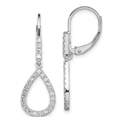 14K White Gold 1/2 ct tw Lab-Grown Diamond Leverback Earrings