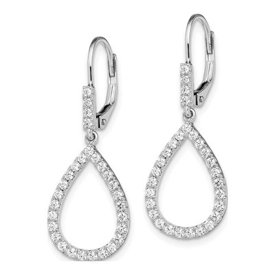14K White Gold 0.68 ct tw Lab-Grown Diamond Teardrop Leverback Earrings – view 3