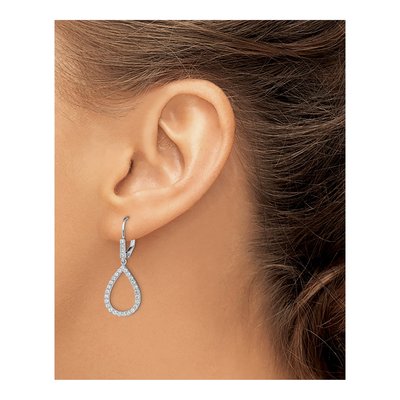 14K White Gold 0.68 ct tw Lab-Grown Diamond Teardrop Leverback Earrings – view 4