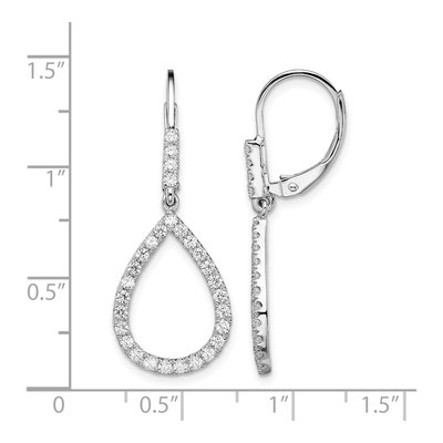 14K White Gold 0.68 ct tw Lab-Grown Diamond Teardrop Leverback Earrings – view 5