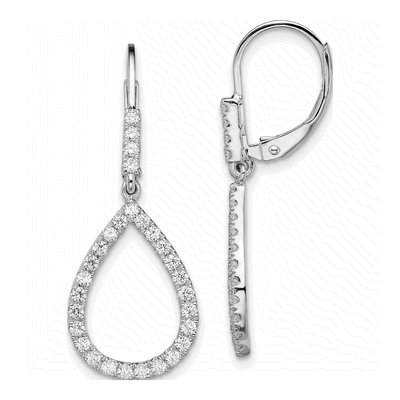 14K White Gold 0.68 ct tw Lab-Grown Diamond Teardrop Leverback Earrings