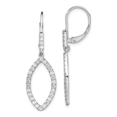 14K White Gold 3/4 ct tw Lab-Grown Diamond Leverback Earrings