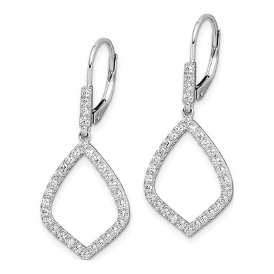 14K White Gold 3/4 ct tw Lab-Grown Diamond Leverback Earrings – view 3