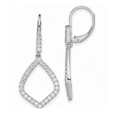 14K White Gold 3/4 ct tw Lab-Grown Diamond Leverback Earrings