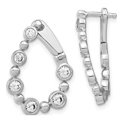 14K White Gold 1 ct tw 23mm Lab-Grown Diamond Huggie Hoop Earrings