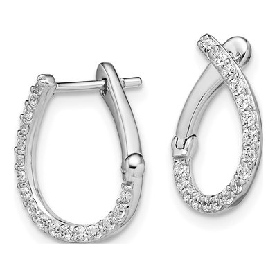 14K White Gold 1/3 ct tw 15mm Lab-Grown Diamond Huggie Hoop Earrings – view 3