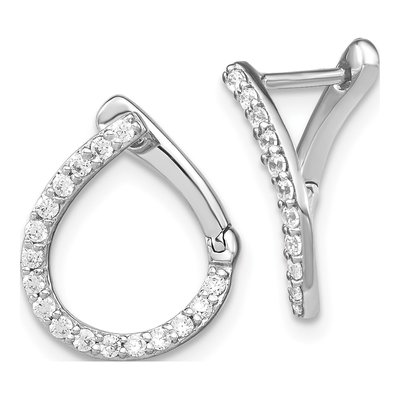 14K White Gold 1/3 ct tw 15mm Lab-Grown Diamond Huggie Hoop Earrings